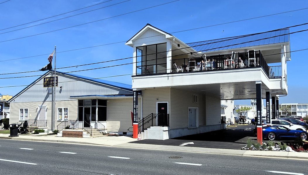 Front view of small, one-story commercial building being constructed by Tier 1 Construction